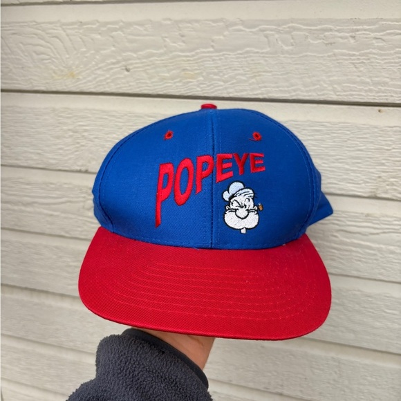 RARE vintage 1994 POPEYE cartoon snapback hat embroided blue red - Picture 2 of 7
